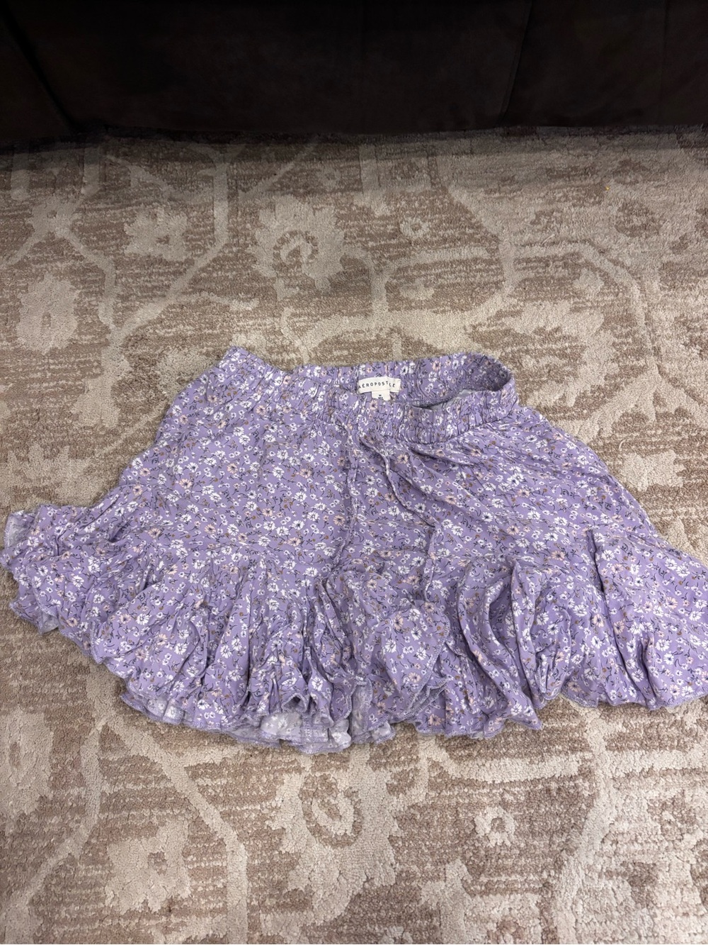 Aeropostale Lavender Floral Ruffle Mini Skirt
